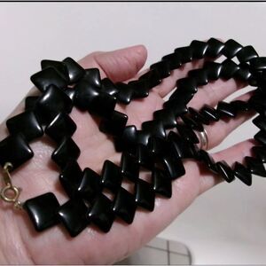 TRIFANI SIGNED VINTAGE BLACK LUCITE OVER LAPPING SQUARES
